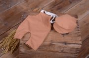 Russet dungarees and cap set
