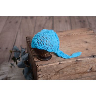 Lange Mütze aus Angorawolle - hellblau