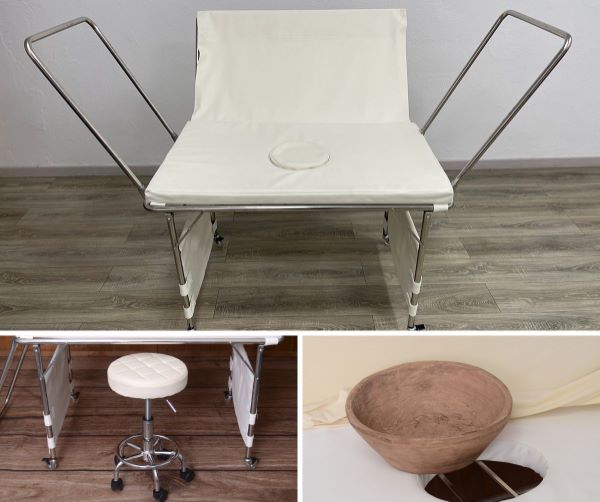 Positioning table, stool, and positioning bowl pack
