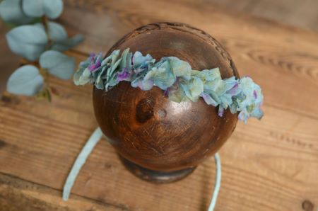 Aquamarine and purple natural flower headdress