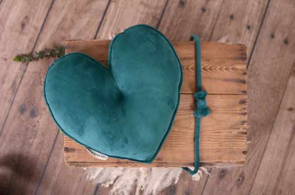 Set de cojín y tocado verde botella