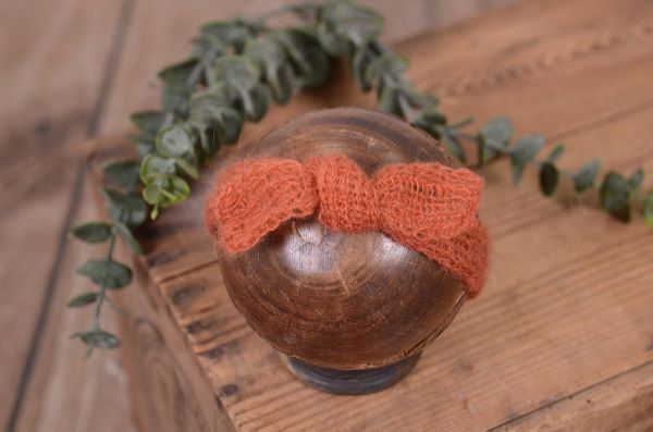 Russet mohair headband with bow