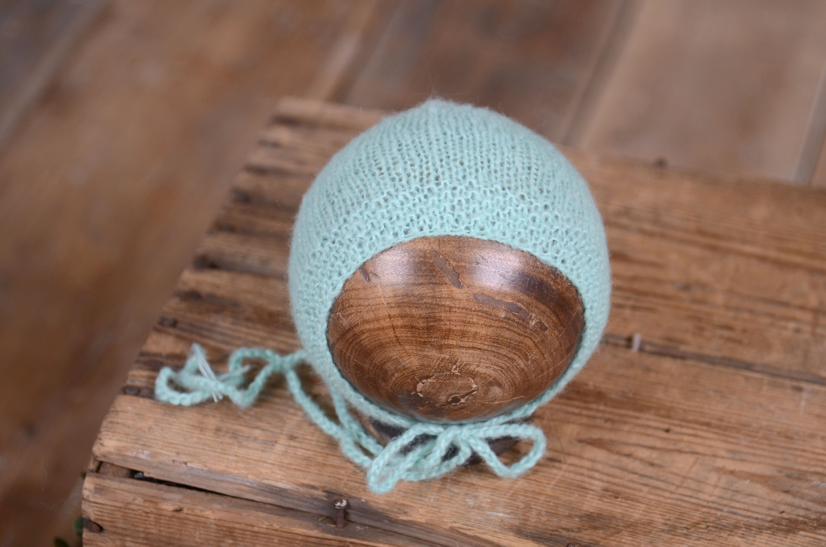 Gorro de angora liso verde mint