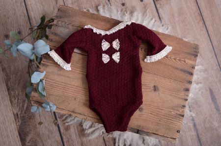 Burgundy bodysuit with lace