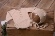 Brown mohair bodysuit and hat set