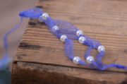 Blue organza headband with pearls