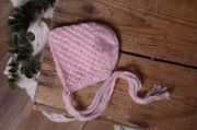 Pink multicoloured mohair hat