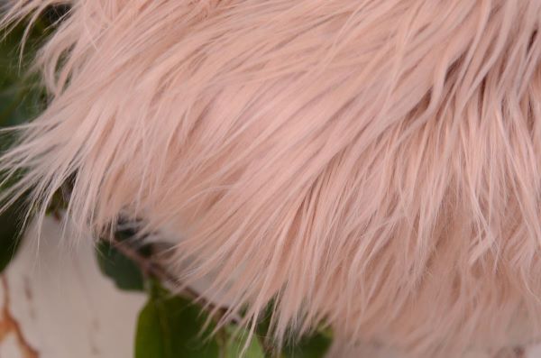 Manta de pelo extralargo liso rosa pastel