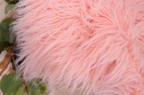 Pink extra long curly-hair blanket