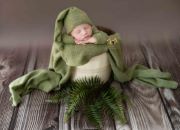 Set de wrap, gorro y pijama de punto verde