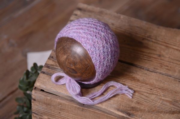 Purple multicoloured mohair hat