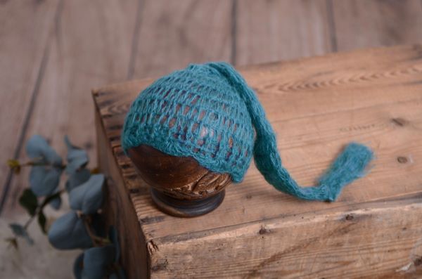 Lange Mütze aus Angorawolle - marineblau
