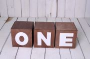 Set of three brown one-two cubes
