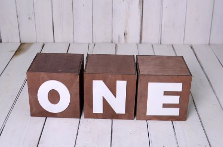 Set of three brown one-two cubes