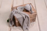 Grey mohair wrap and two hats set