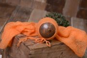Orange mohair wrap and hat set
