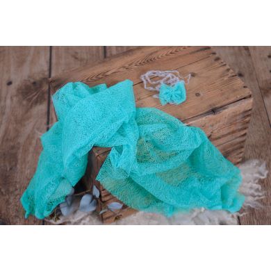 Turquoise mesh wrap and headband