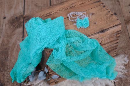 Turquoise mesh wrap and headband
