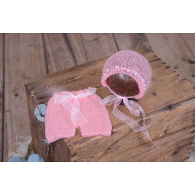 Pink mohair set with ribbons