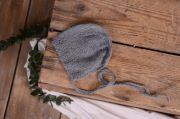 Grey smooth mohair hat