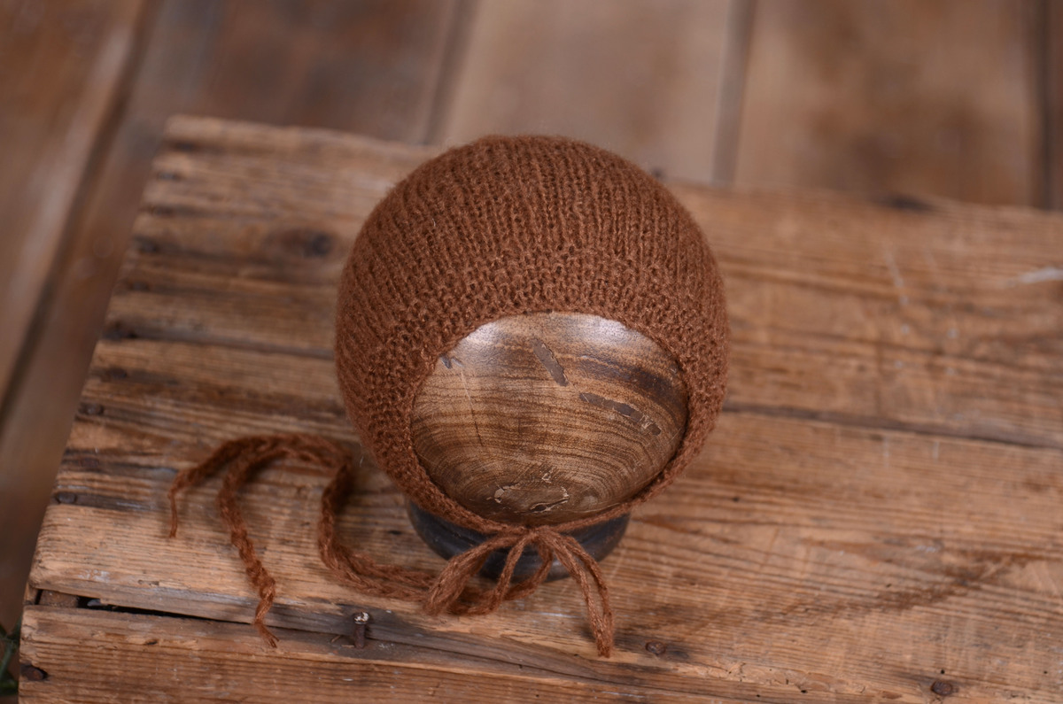 Gorro de angora liso marrón