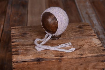 White multicoloured mohair hat