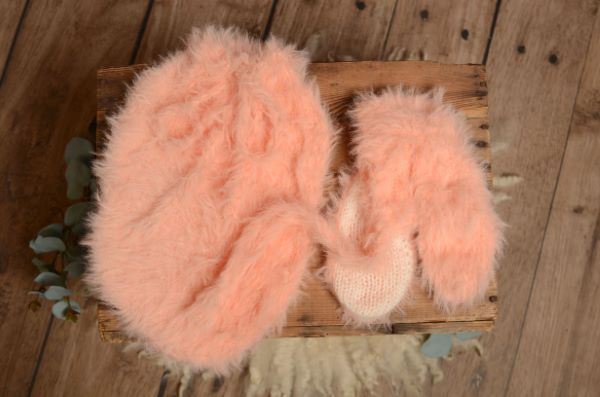 Conjunto de saco y gorro conejo rosa bebé