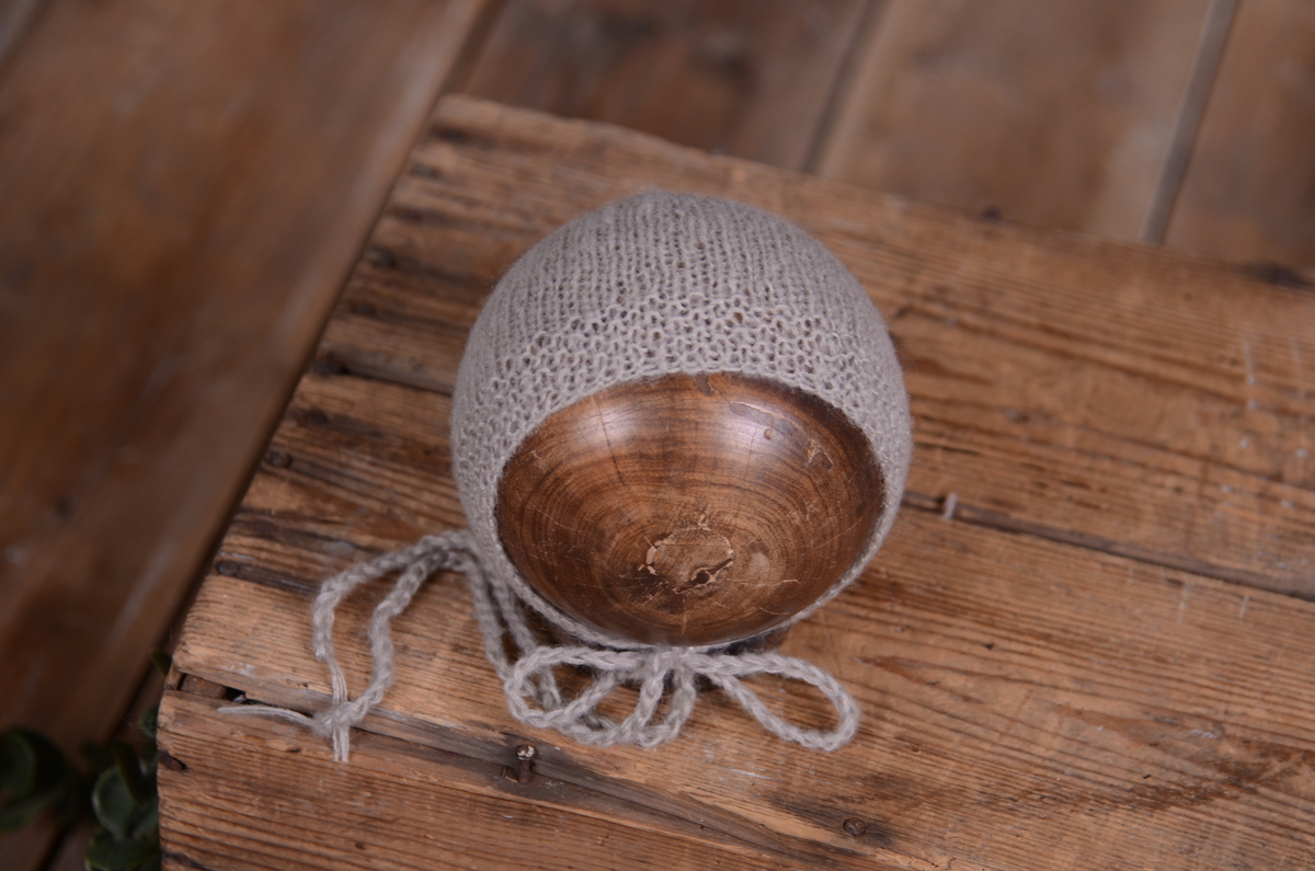 Gorro de angora liso gris claro