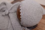 Grey mohair wrap and two hats set