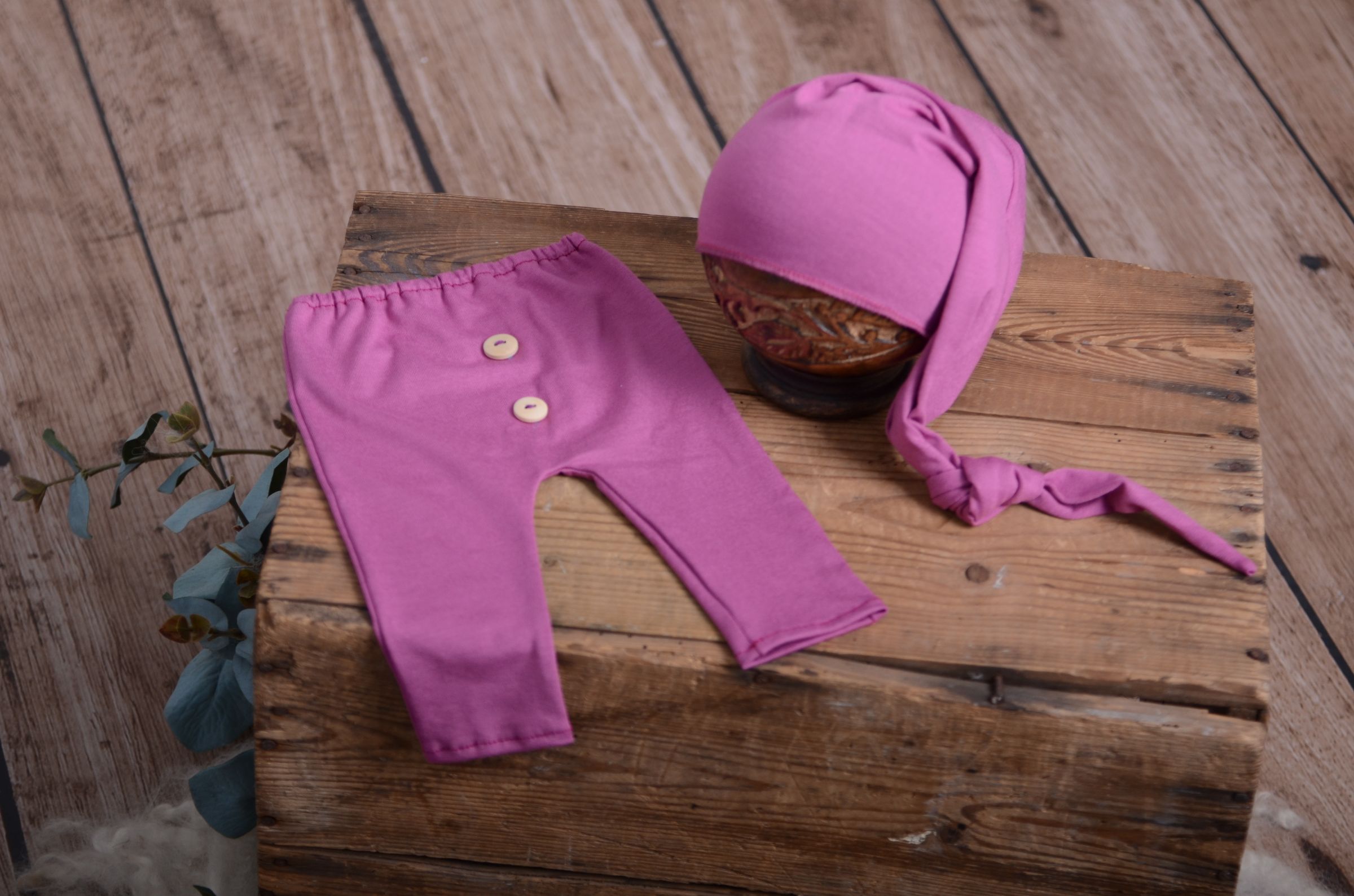 Pack de pantalón y gorro de punto buganvilla