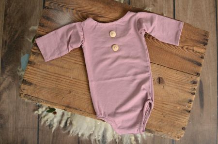 Dark pink stitch long-sleeve bodysuit 