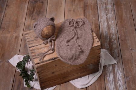 Mink sack and hat with little ears set