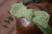 Green mohair headband with bow