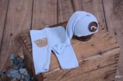 Baby blue stitch hat and trousers set