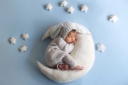 Off-white moon, pillow, and stars set