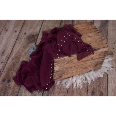 Burgundy wrap with pearls