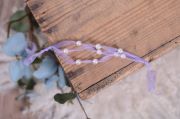 Serre-tête en organza avec perles lilas
