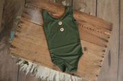 Bottle green stitch sleeveless bodysuit