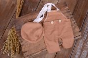Russet dungarees and cap set