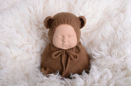 Brown sack and hat with little ears set