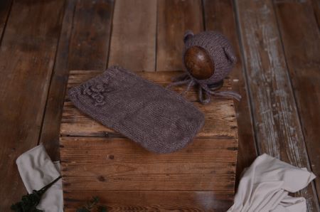 Mink sack and hat with little ears set