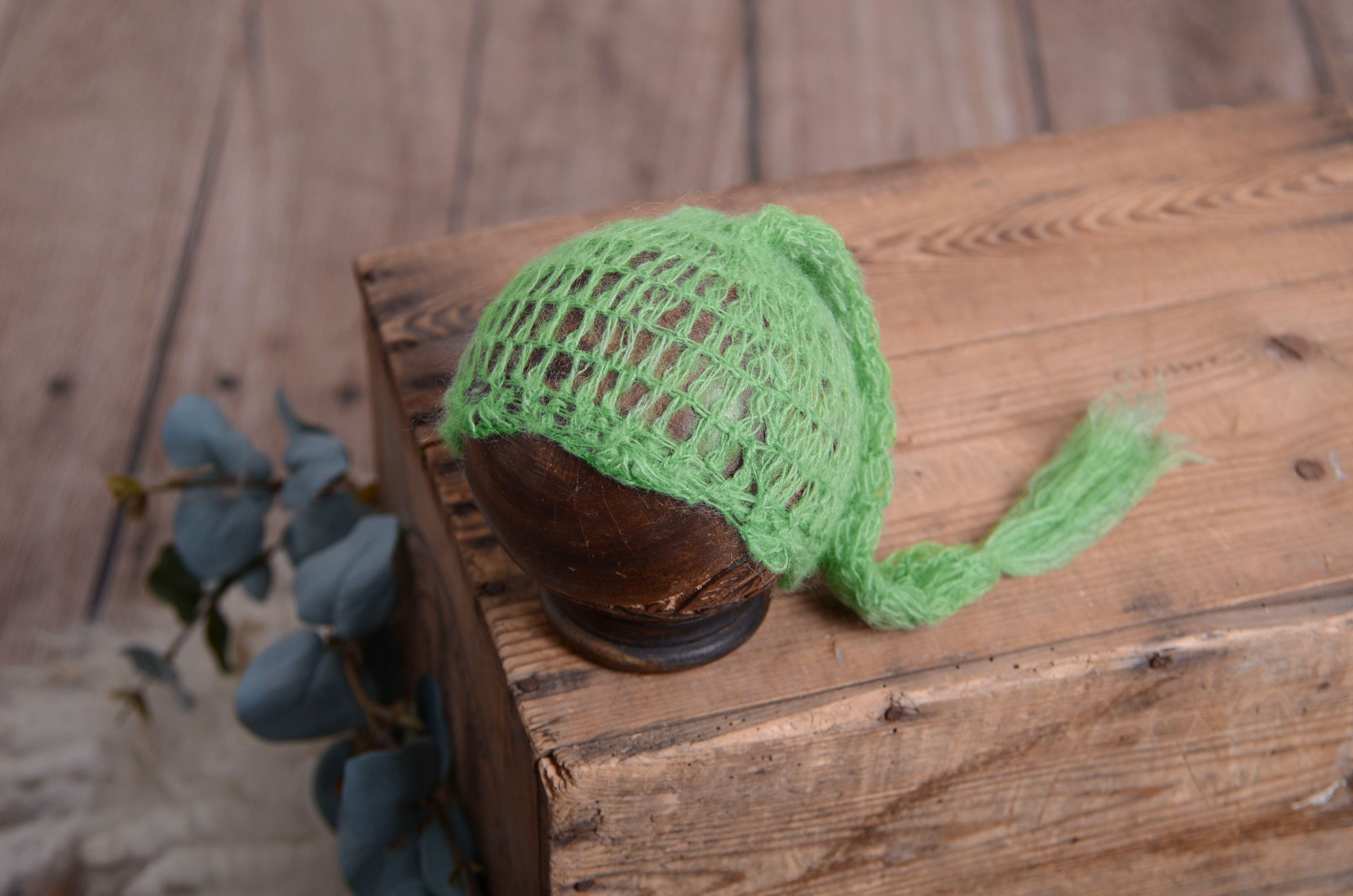 Gorro largo de angora verde
