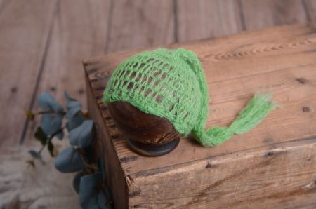 Lange Mütze aus Angorawolle - grün