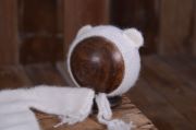 White mohair bodysuit and hat set