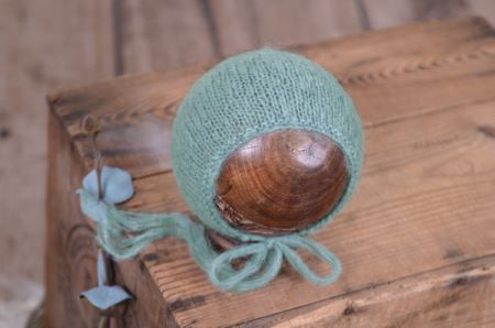 Turquoise mohair hood