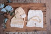 White and beige striped mohair set