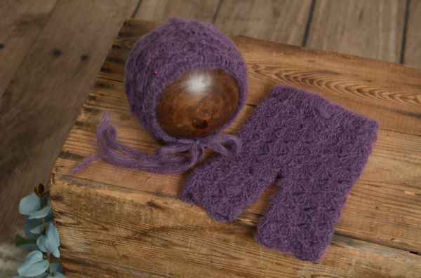 Purple mohair set with pearls