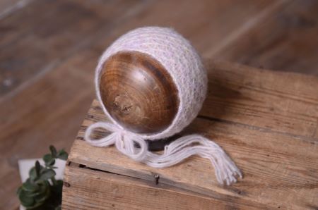 White multicoloured mohair hat