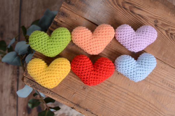 Pack 6 corazones de crochet