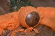 Orange mohair wrap and hat set